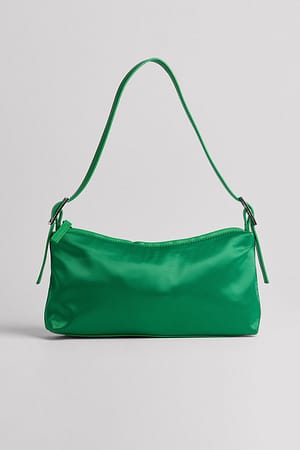 Strong Green Soft Satin Baguette Bag
