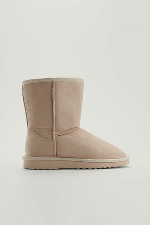 Beige Soft Teddy Boots