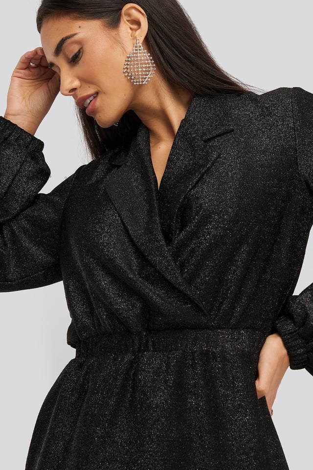 Sparkling Blazer Dress Black