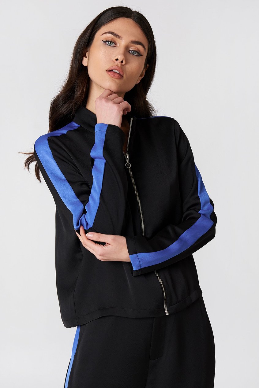 Oberteile Tops | Sporty Striped Zipped Top - YZ21027