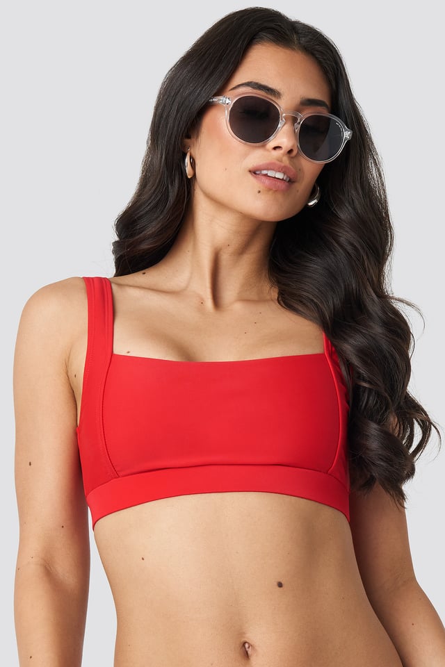 Square Neck Bandeau Top Red