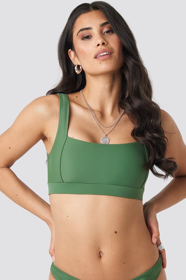 Square Neck Bandeau Top Khaki
