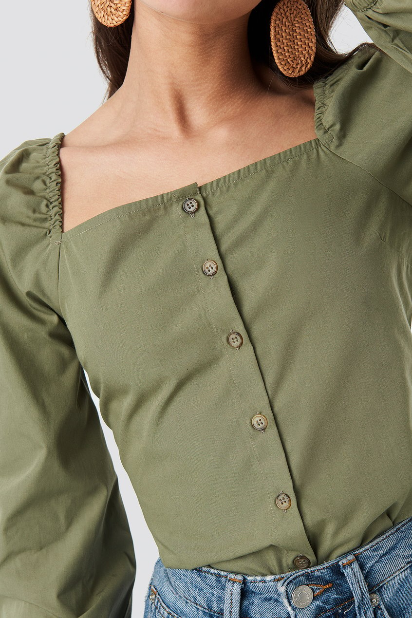 Hemden & Blusen Shirts & Blouses | Square Neck Volume Sleeve Blouse - HS39297