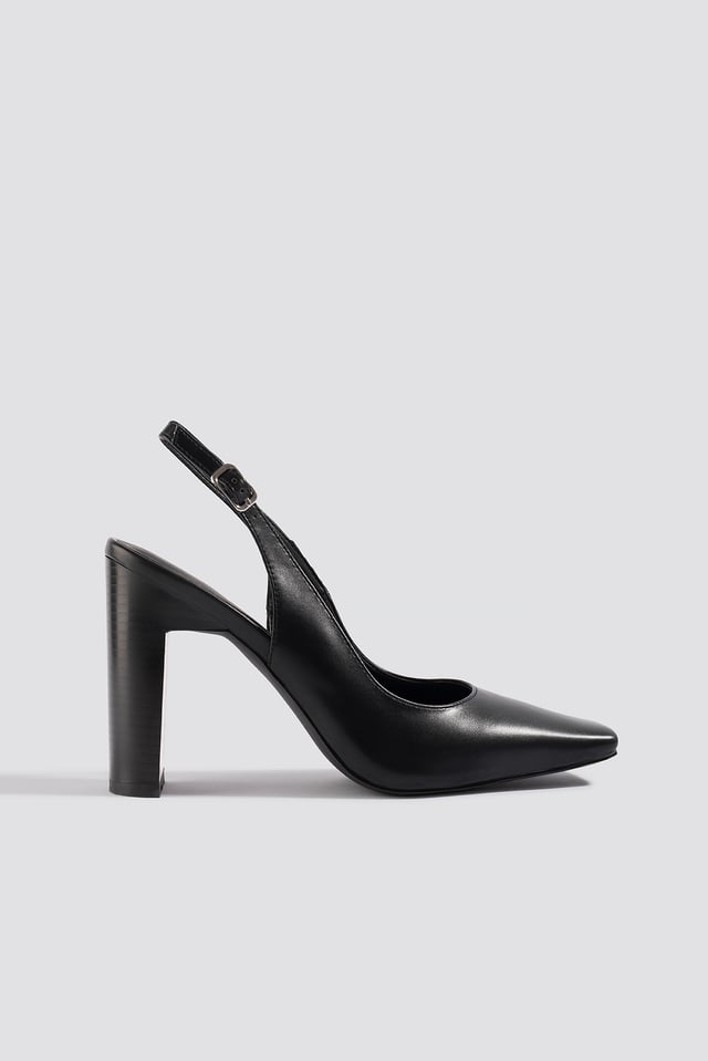 Squared Front Slingback Pumps Black