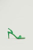 Green Squared Toe Slingback Heels