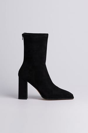 Black Squared Toe Soft Ankle Boots