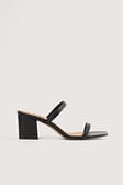Black Squared Two Strap Sandals