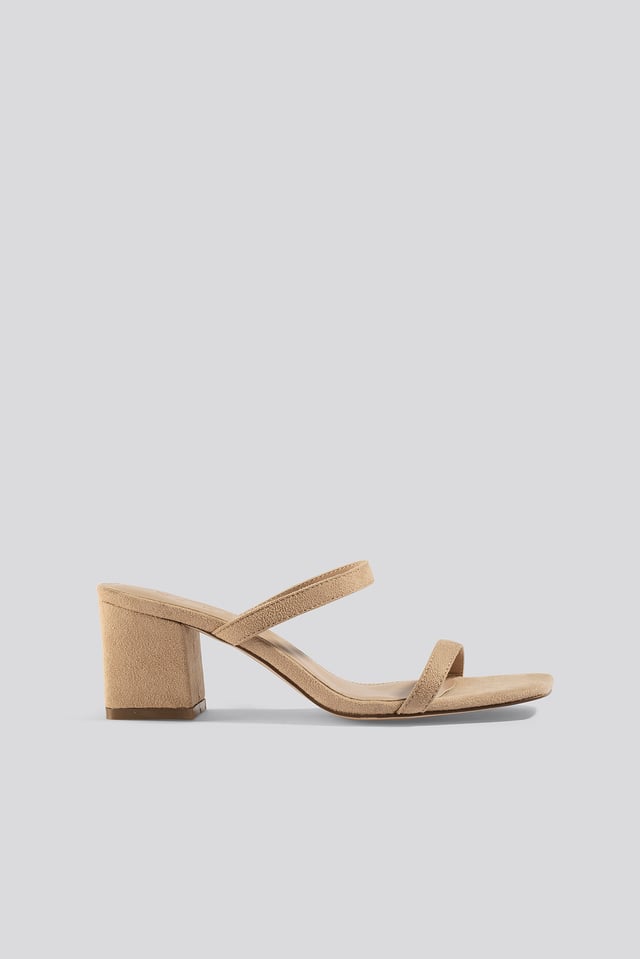 Squared Two Strap Sandals Beige Suede