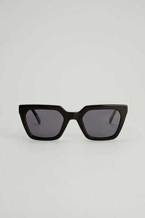 Black Gafas de sol de acetato con parte superior cuadrada