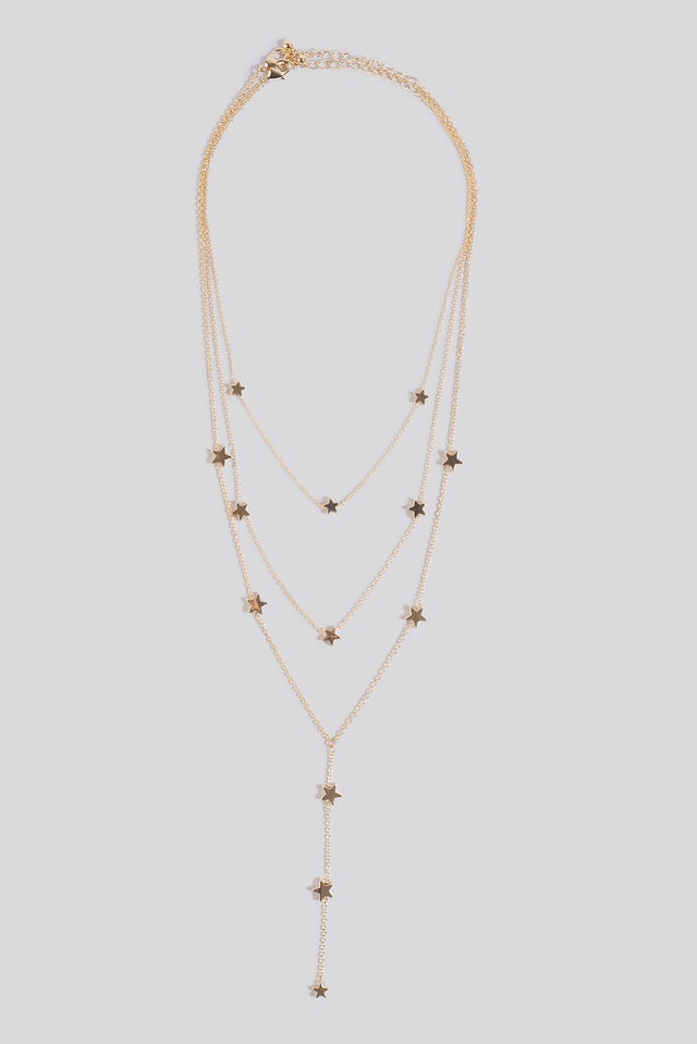 Star Detail Drop Chain Necklace Gold