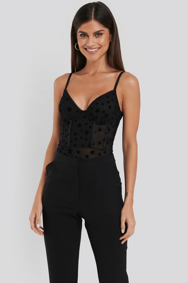 Star Mesh BodySuit Black