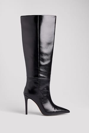Black Stiletto Shaft Boots