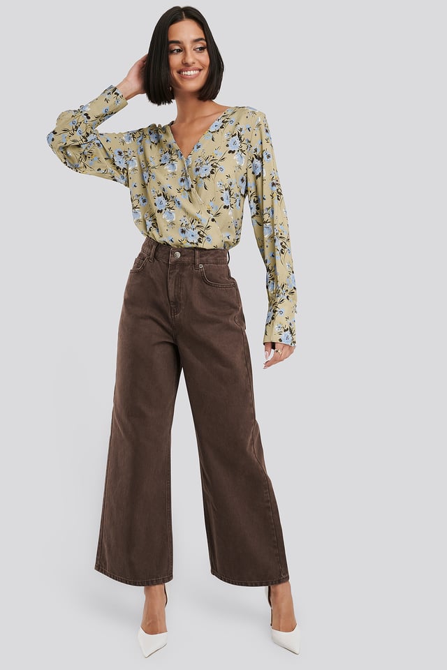 Straight Fit Cropped Jeans Brown