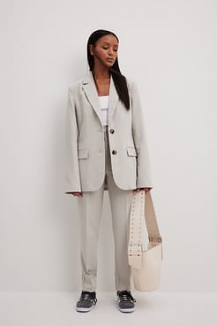 Straight High Waist Cropped Suit Pants Outfit