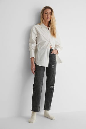 Grey Jeans hohe Taille Used-Look