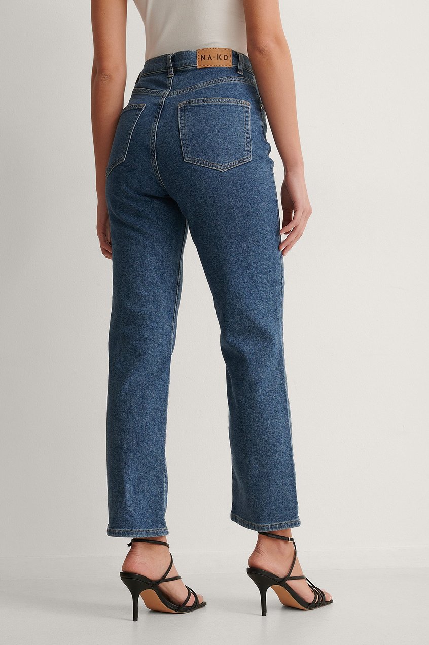 Jeans Reborn Collection | Organische gerade geschnittene Jeans mit hoher Taille - QS76495