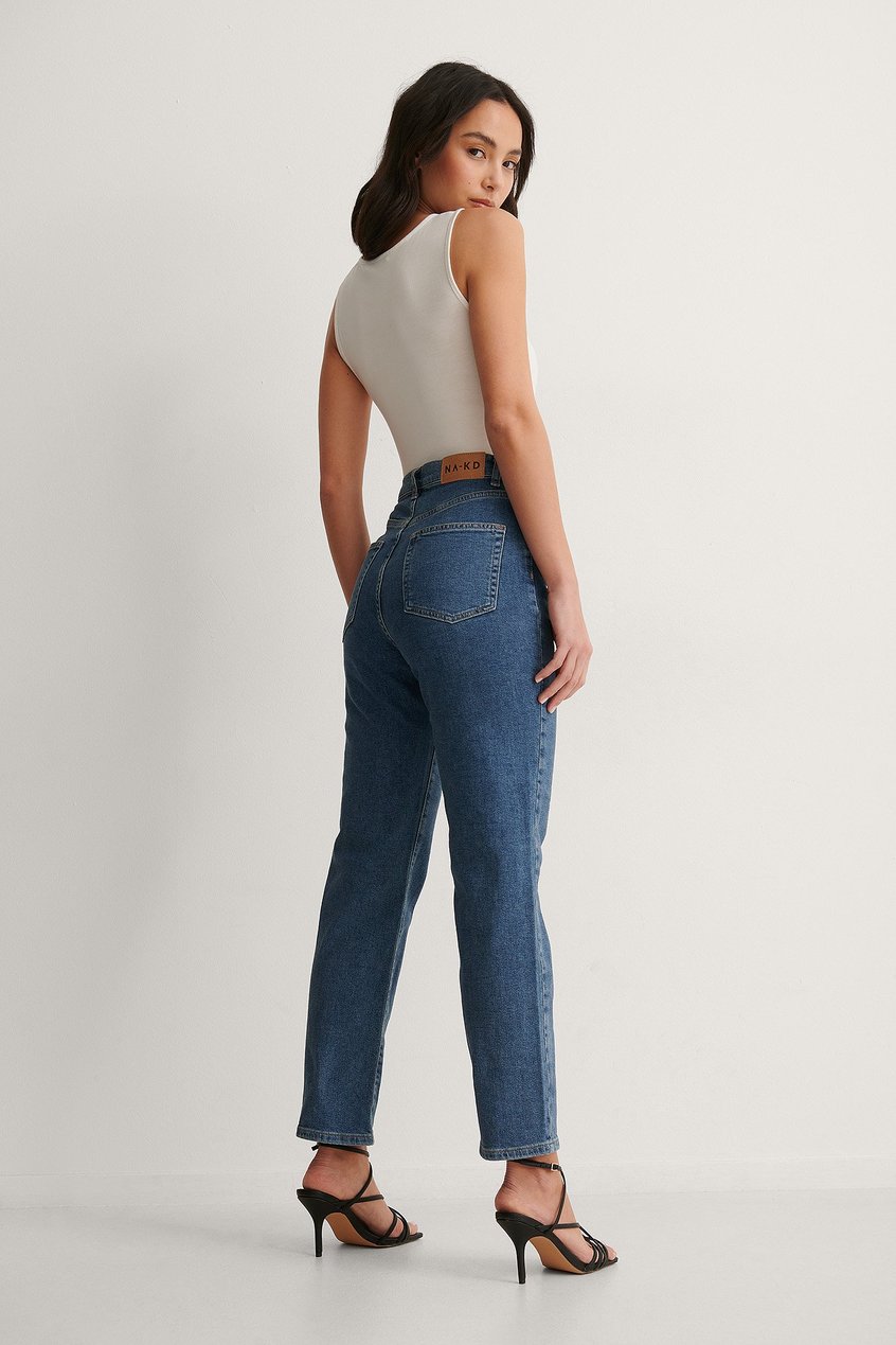 Jeans Reborn Collection | Organische gerade geschnittene Jeans mit hoher Taille - QS76495