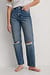 Rechte versleten jeans met hoge taille