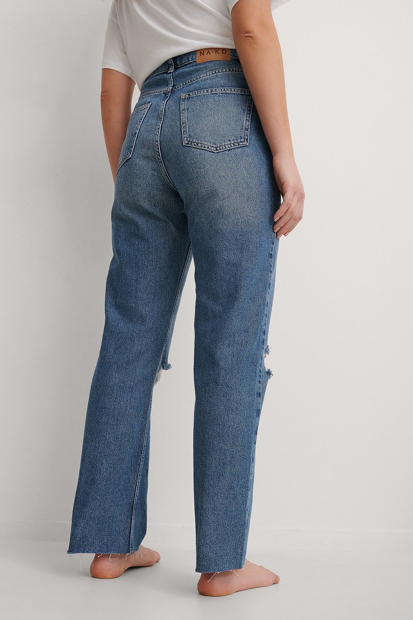 Jeans Reborn Collection | Organische hochgeschnittene gerade Jeans in Destroyed-Optik - FV66165