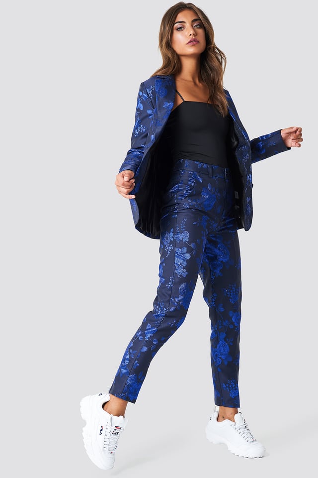 Straight Jacquard Pants Cobalt