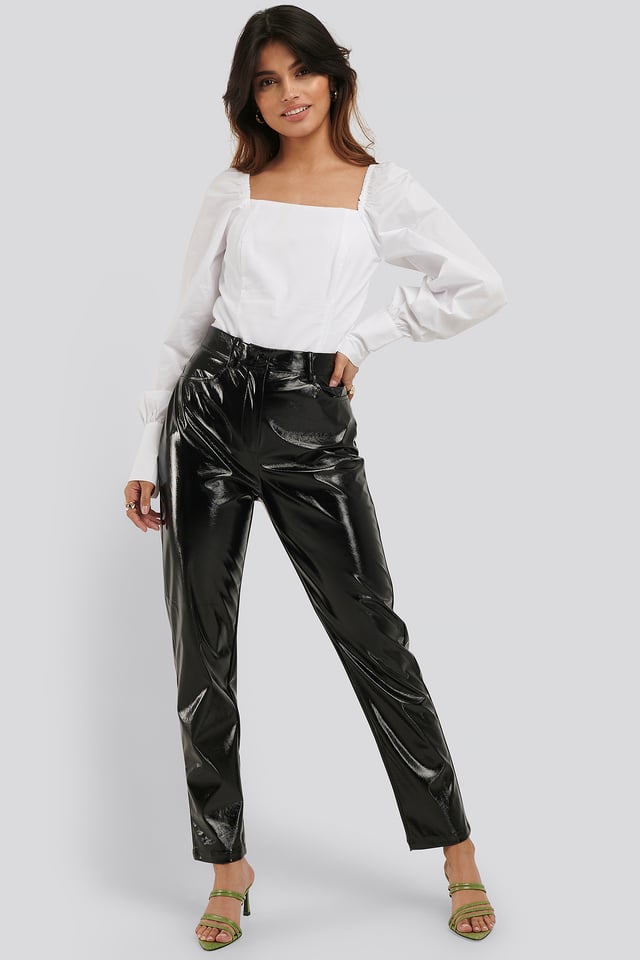 Straight Leg Patent Pants Black