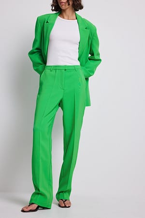 Green Recycled Straight Leg Suit Pants