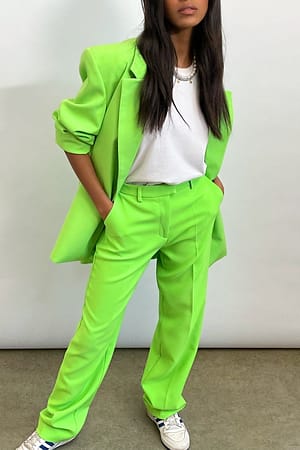 Lime Recycled Straight Leg Suit Pants
