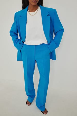 Bright Blue NA-KD Trend Straight Leg Suit Pants
