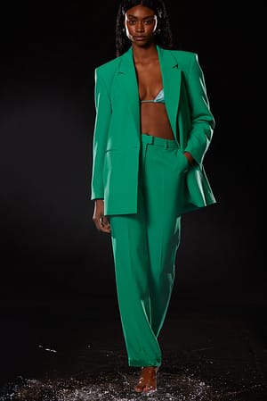 Apple Green Recycled Straight Leg Suit Pants