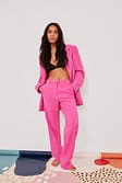 Pink Recycled Straight Leg Suit Pants