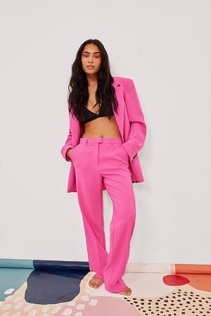 Pink Recycled Straight Leg Suit Pants