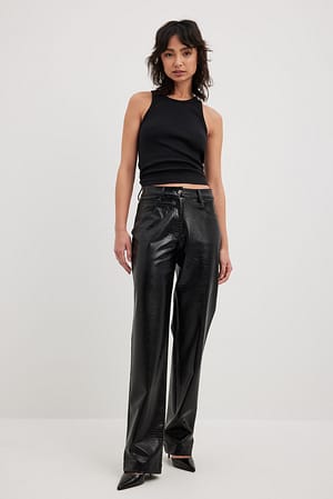 Straight Reptile PU Pants Outfit
