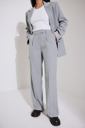 Grey Straight Suit Trousers