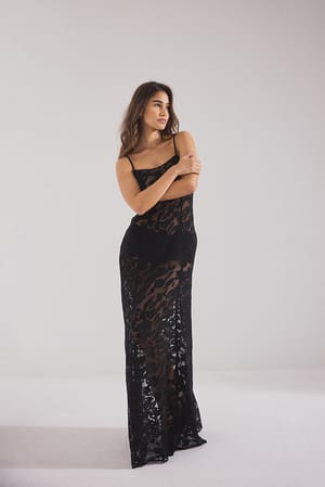 Black Maxi-jurk met banddetail