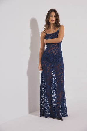 Dark Blue Maxi-jurk met banddetail