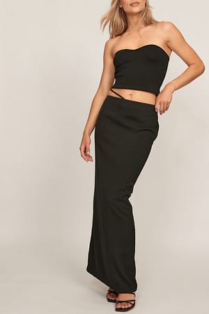 Black Strap Detail Maxi Skirt