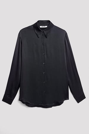 Strap Detail Satin Shirt Black | NA-KD
