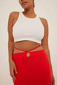 Print Strap Detailed Cut Out Midi Skirt