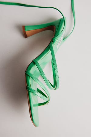 Green Strappy Funnel Heel Sandals