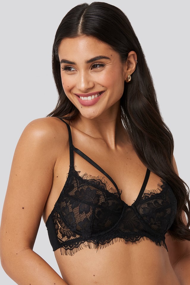 Strappy Lace Cup Bra Black