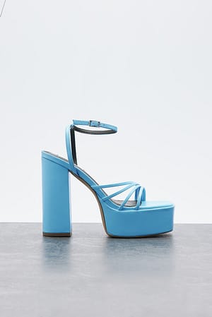 Turquoise Strappy Plateau Heels