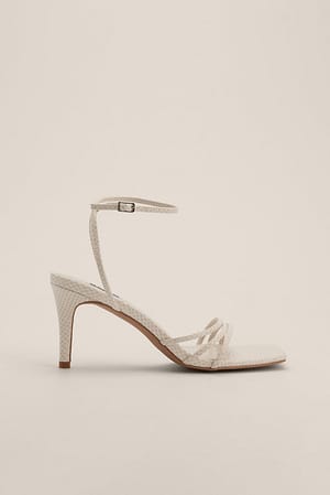 Offwhite Strappy Snake Heels