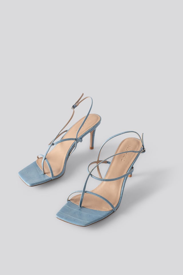 Strappy Stiletto Sandals Crocodile Print