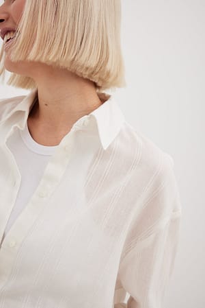 White Overhemd met lange mouwen en gestreept detail