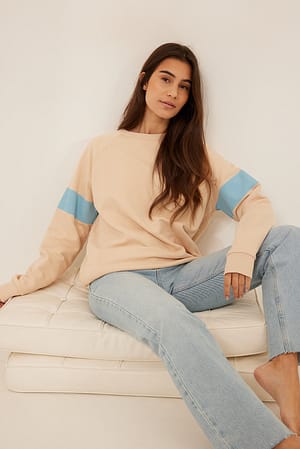 Warm Beige Stripe Detail Sweater