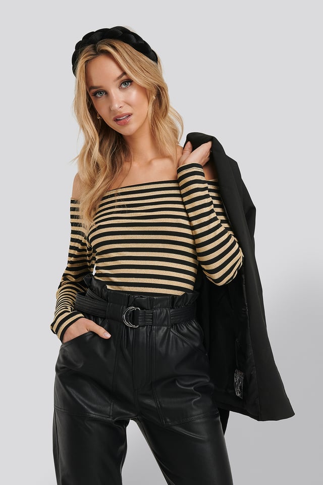 Striped Knitted Blouse Gold
