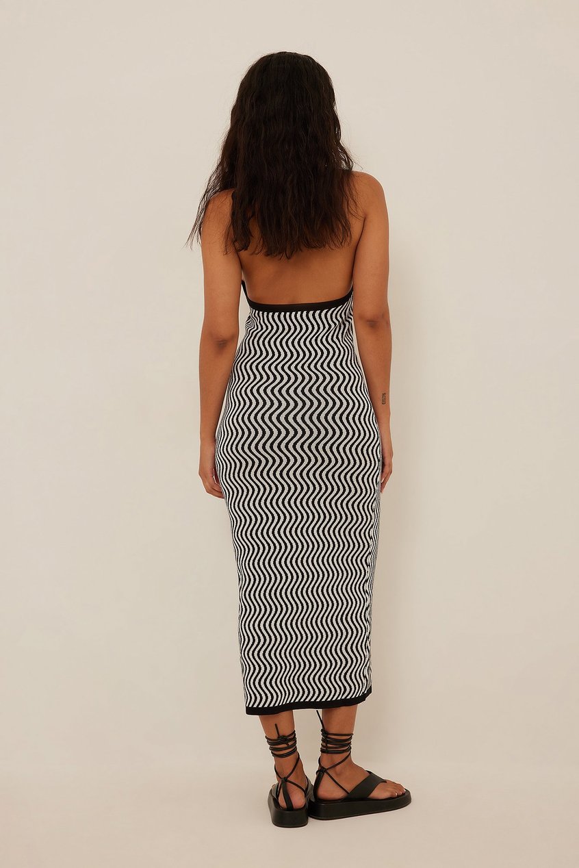 Robes Robes de Printemps | Striped Knitted Collar Midi Dress - SK61511
