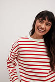 White/Red Striped Oversized Sweatshirt