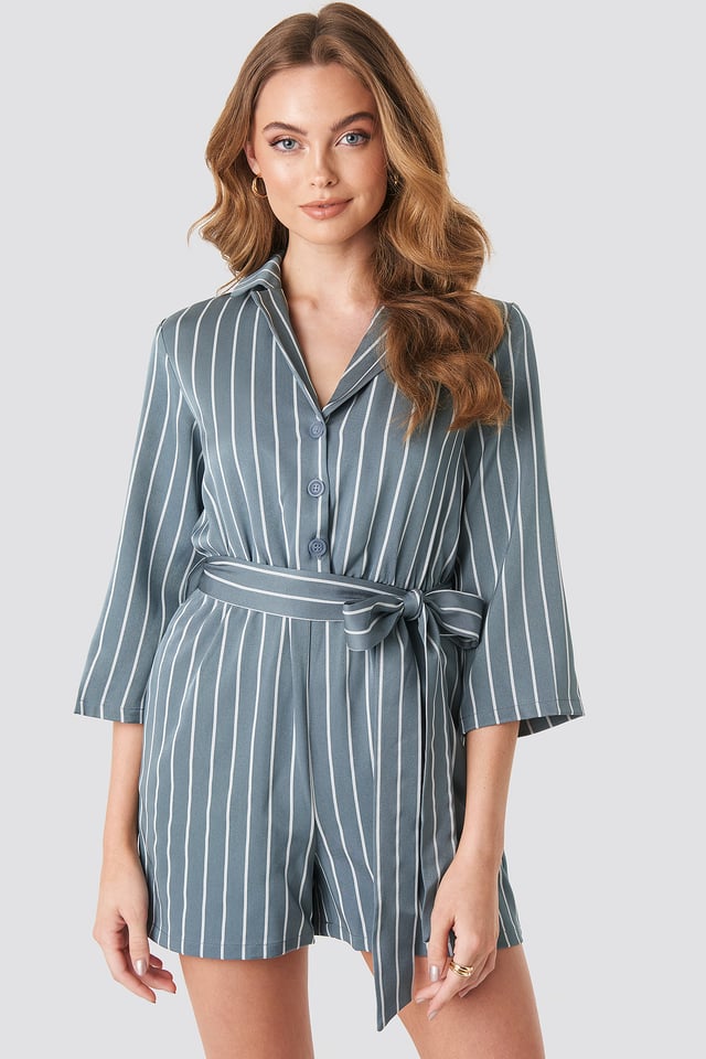 Striped Playsuit Stone Blue