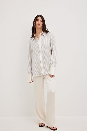 Striped Satin Shirt Outfit